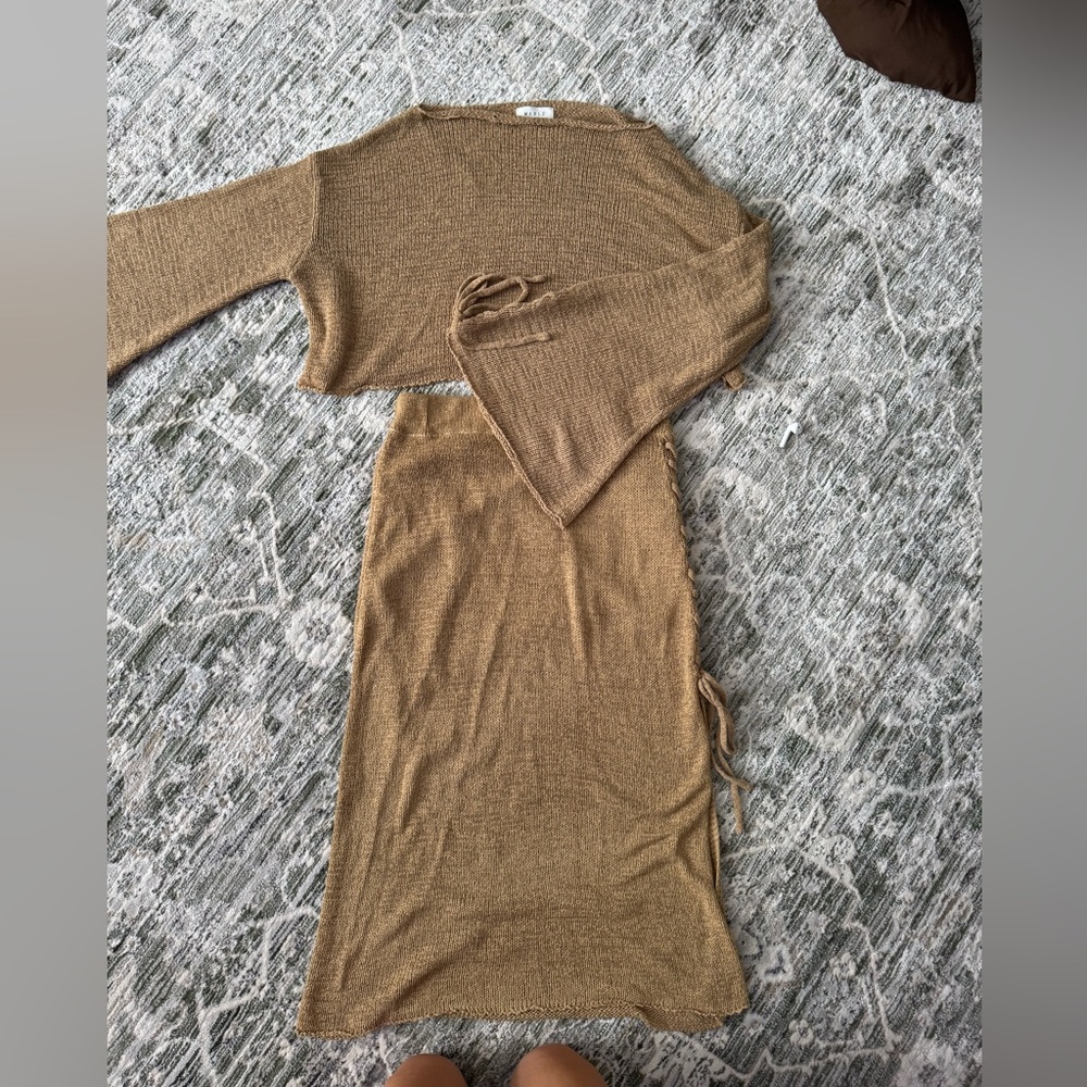 Tan Knit Two-Piece Set